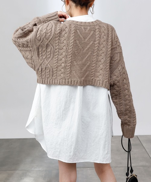 COLONY 2139(コロニートゥーワンスリーナイン)の「2WAYケーブルニットショートカーディガン(カーディガン/ボレロ・レディース・アイボリー/ブラック/モカ・LARGE/MEDIUM)」の13枚目の写真