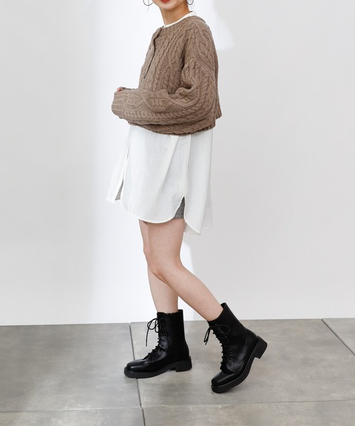 COLONY 2139(コロニートゥーワンスリーナイン)の「2WAYケーブルニットショートカーディガン(カーディガン/ボレロ・レディース・アイボリー/ブラック/モカ・LARGE/MEDIUM)」の18枚目の写真