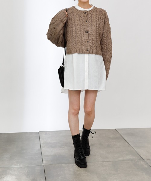 COLONY 2139(コロニートゥーワンスリーナイン)の「2WAYケーブルニットショートカーディガン(カーディガン/ボレロ・レディース・アイボリー/ブラック/モカ・LARGE/MEDIUM)」の21枚目の写真