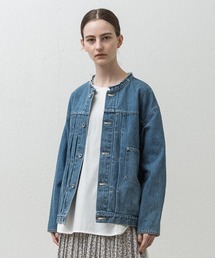 ALLUMER | 13.5ozデニムオーバーサイズバンドカラージャケット(デニムジャケット)