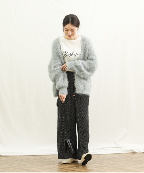 Gready Brilliant（グレディブリリアン）の「シャギーニットカーディガン（カーディガン/ボレロ・レディース・チャコールグレー/ベージュ/ミント・38）」の10枚目の写真