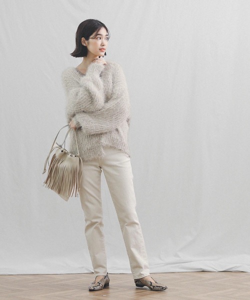 Gready Brilliant（グレディブリリアン）の「シャギーニットカーディガン（カーディガン/ボレロ・レディース・チャコールグレー/ベージュ/ミント・38）」の12枚目の写真