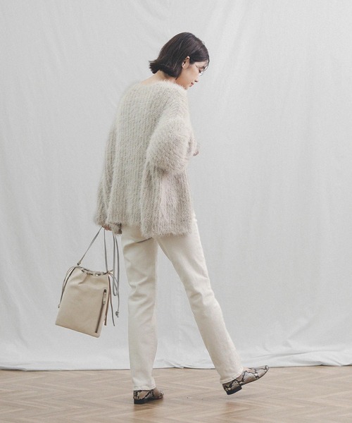 Gready Brilliant（グレディブリリアン）の「シャギーニットカーディガン（カーディガン/ボレロ・レディース・チャコールグレー/ベージュ/ミント・38）」の14枚目の写真