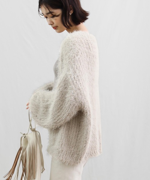 Gready Brilliant（グレディブリリアン）の「シャギーニットカーディガン（カーディガン/ボレロ・レディース・チャコールグレー/ベージュ/ミント・38）」の19枚目の写真