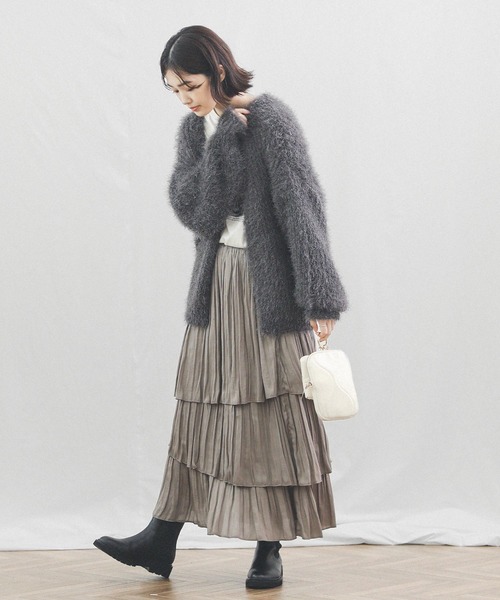 Gready Brilliant（グレディブリリアン）の「シャギーニットカーディガン（カーディガン/ボレロ・レディース・チャコールグレー/ベージュ/ミント・38）」の21枚目の写真