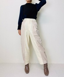 サイドファスナー配色エッグパンツ