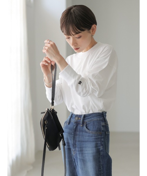 rem closet（レムクローゼット）の「【RUSSELL×rem】ロングスリーブTシャツ（Tシャツ/カットソー・レディース・ホワイト/ブラック・SMALL）」の18枚目の写真