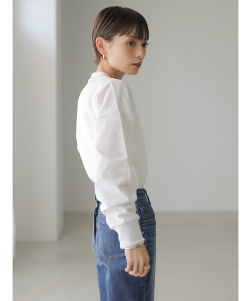 rem closet（レムクローゼット）の「【RUSSELL×rem】ロングスリーブTシャツ（Tシャツ/カットソー・レディース・ホワイト/ブラック・SMALL）」の3枚目の写真