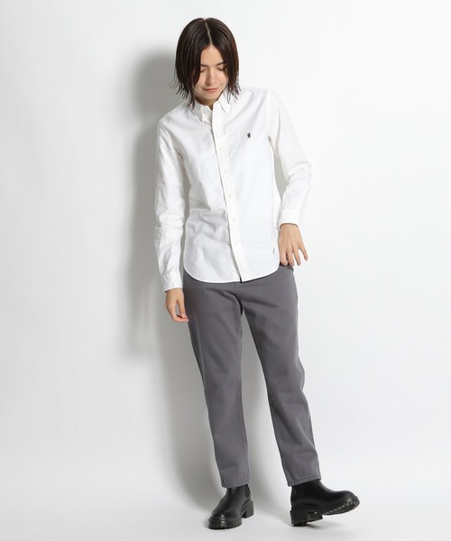 GYMPHLEX（ジムフレックス）の「【GYMPHLEX(ジムフレックス)】ボタンダウンシャツ（シャツ/ブラウス・レディース・ホワイト/ブルー・MEDIUM）」の3枚目の写真