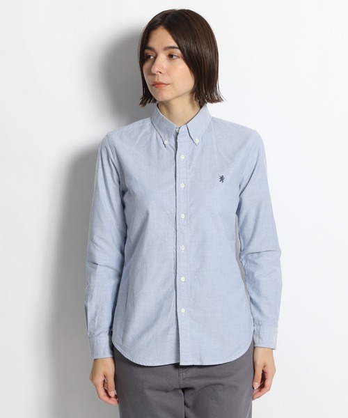 GYMPHLEX（ジムフレックス）の「【GYMPHLEX(ジムフレックス)】ボタンダウンシャツ（シャツ/ブラウス・レディース・ホワイト/ブルー・MEDIUM）」の5枚目の写真