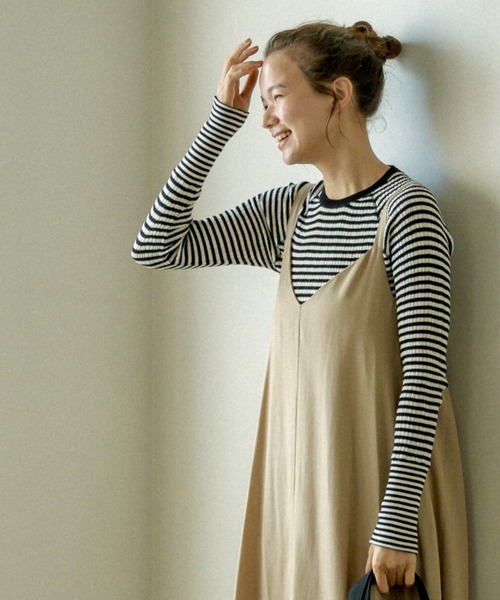 PUAL CE CIN（ピュアルセシン）の「【Du noir】綿針抜きリブロングスリーブ（Tシャツ/カットソー・レディース・ブラック/トップグレー/その他1/その他2・FREE）」の3枚目の写真