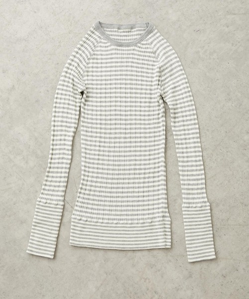 PUAL CE CIN（ピュアルセシン）の「【Du noir】綿針抜きリブロングスリーブ（Tシャツ/カットソー・レディース・ブラック/トップグレー/その他1/その他2・FREE）」の4枚目の写真