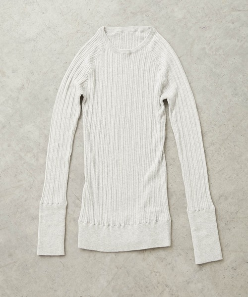 PUAL CE CIN（ピュアルセシン）の「【Du noir】綿針抜きリブロングスリーブ（Tシャツ/カットソー・レディース・ブラック/トップグレー/その他1/その他2・FREE）」の2枚目の写真