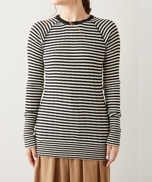 PUAL CE CIN（ピュアルセシン）の「【Du noir】綿針抜きリブロングスリーブ（Tシャツ/カットソー・レディース・ブラック/トップグレー/その他1/その他2・FREE）」の7枚目の写真