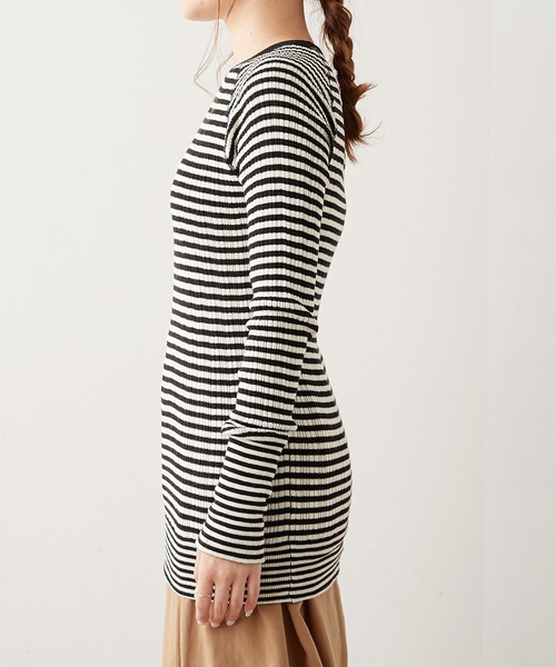 PUAL CE CIN（ピュアルセシン）の「【Du noir】綿針抜きリブロングスリーブ（Tシャツ/カットソー・レディース・ブラック/トップグレー/その他1/その他2・FREE）」の10枚目の写真