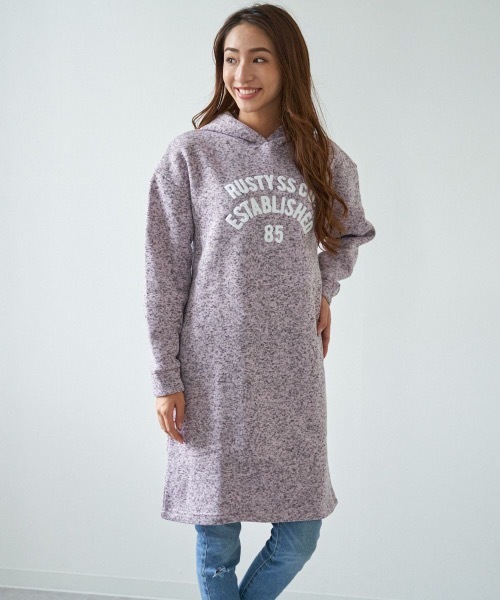 RUSTY(ラスティ)の「【RUSTY:ラスティー】レディースニットフリースパーカーワンピース(ワンピース・レディース・ブラック/ベージュ/ピンク/グリーン/ヘザーグレー・MEDIUM/LARGE/X-LARGE)」の5枚目の写真