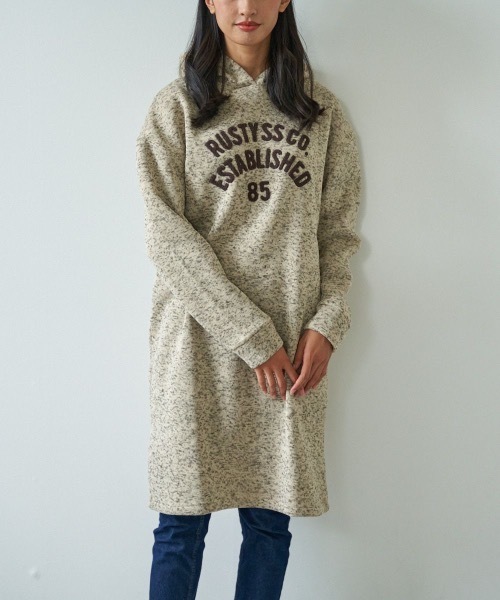 RUSTY(ラスティ)の「【RUSTY:ラスティー】レディースニットフリースパーカーワンピース(ワンピース・レディース・ブラック/ベージュ/ピンク/グリーン/ヘザーグレー・MEDIUM/LARGE/X-LARGE)」の20枚目の写真
