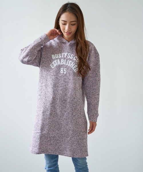 RUSTY(ラスティ)の「【RUSTY:ラスティー】レディースニットフリースパーカーワンピース(ワンピース・レディース・ブラック/ベージュ/ピンク/グリーン/ヘザーグレー・MEDIUM/LARGE/X-LARGE)」の11枚目の写真