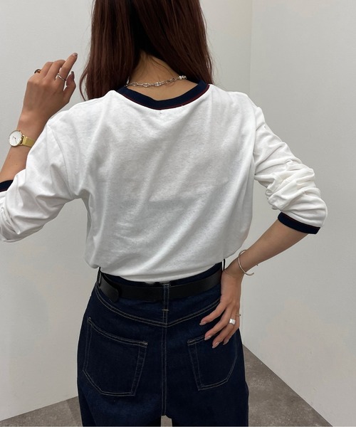 apres jour mignon（アプレジュールミニョン）の「リンガーロンT【ZOZOTOWN限定アイテム】（Tシャツ/カットソー・レディース・グリーン/オレンジ/オフホワイト/ブラック・X-LARGE/フリー）」の17枚目の写真