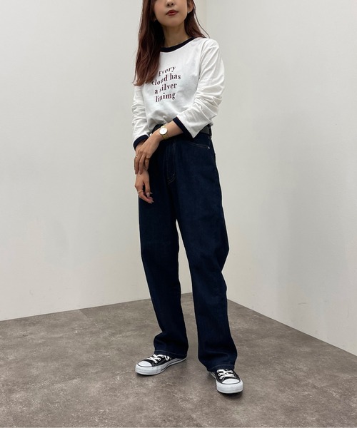 apres jour mignon（アプレジュールミニョン）の「リンガーロンT【ZOZOTOWN限定アイテム】（Tシャツ/カットソー・レディース・グリーン/オレンジ/オフホワイト/ブラック・X-LARGE/フリー）」の14枚目の写真