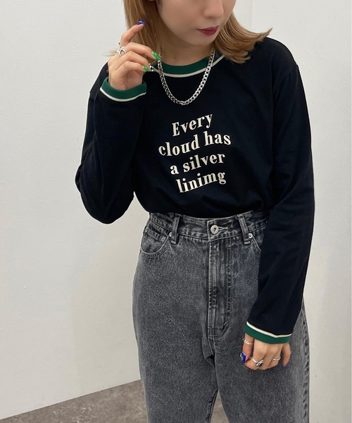 apres jour mignon（アプレジュールミニョン）の「リンガーロンT【ZOZOTOWN限定アイテム】（Tシャツ/カットソー・レディース・グリーン/オレンジ/オフホワイト/ブラック・X-LARGE/フリー）」の8枚目の写真