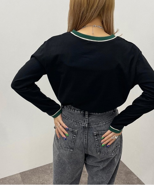 apres jour mignon（アプレジュールミニョン）の「リンガーロンT【ZOZOTOWN限定アイテム】（Tシャツ/カットソー・レディース・グリーン/オレンジ/オフホワイト/ブラック・X-LARGE/フリー）」の21枚目の写真