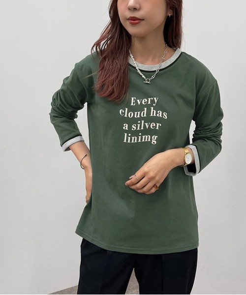 apres jour mignon（アプレジュールミニョン）の「リンガーロンT【ZOZOTOWN限定アイテム】（Tシャツ/カットソー・レディース・グリーン/オレンジ/オフホワイト/ブラック・X-LARGE/フリー）」の22枚目の写真