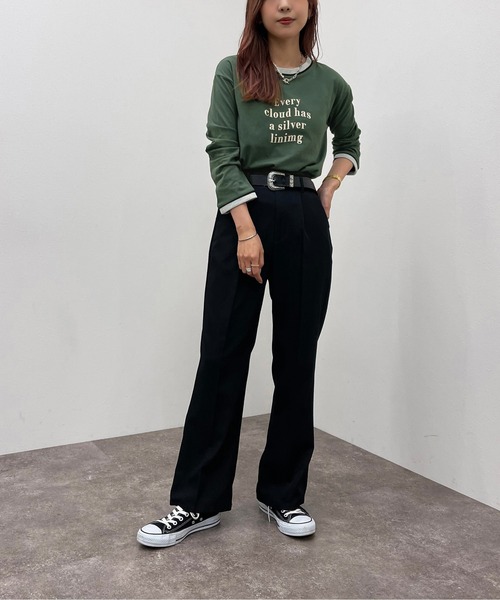 apres jour mignon（アプレジュールミニョン）の「リンガーロンT【ZOZOTOWN限定アイテム】（Tシャツ/カットソー・レディース・グリーン/オレンジ/オフホワイト/ブラック・X-LARGE/フリー）」の19枚目の写真