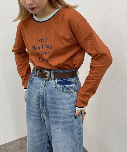 apres jour mignon（アプレジュールミニョン）の「リンガーロンT【ZOZOTOWN限定アイテム】（Tシャツ/カットソー・レディース・グリーン/オレンジ/オフホワイト/ブラック・X-LARGE/フリー）」の7枚目の写真