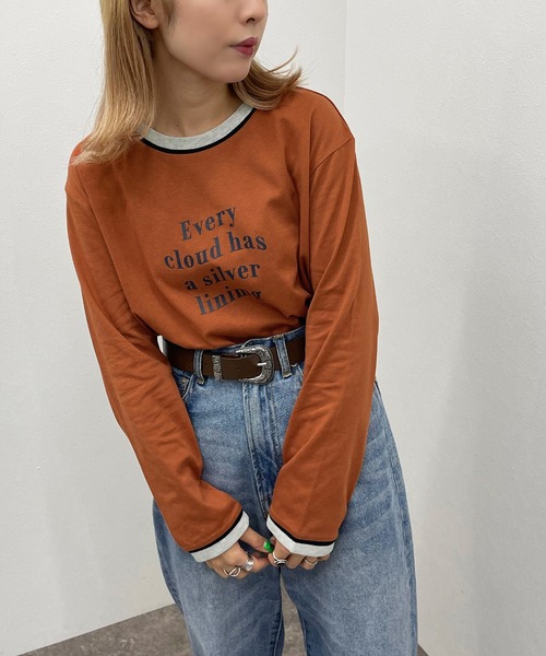 apres jour mignon（アプレジュールミニョン）の「リンガーロンT【ZOZOTOWN限定アイテム】（Tシャツ/カットソー・レディース・グリーン/オレンジ/オフホワイト/ブラック・X-LARGE/フリー）」の10枚目の写真