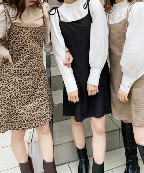 one after another NICE CLAUP（ワンアフターアナザーナイスクラップ）の「これだけあればコーディネートが決まる。ブラウスセットキャミワンピース（ワンピース・レディース・ブラック/ベージュ系その他/レオパード・FREE）」の8枚目の写真