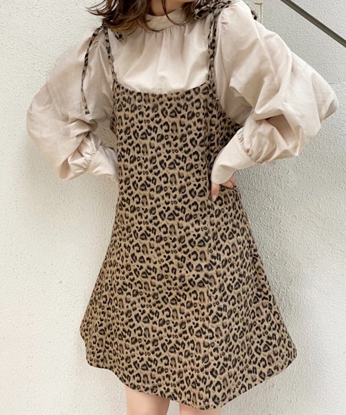 one after another NICE CLAUP（ワンアフターアナザーナイスクラップ）の「これだけあればコーディネートが決まる。ブラウスセットキャミワンピース（ワンピース・レディース・ブラック/ベージュ系その他/レオパード・FREE）」の20枚目の写真