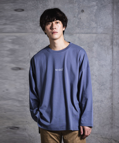 NIDO（ニド）の「NIDOロゴプリントロンT（Tシャツ/カットソー・メンズ・ホワイト/ブラック/ブルー/グレイッシュベージュ・M/L）」の3枚目の写真