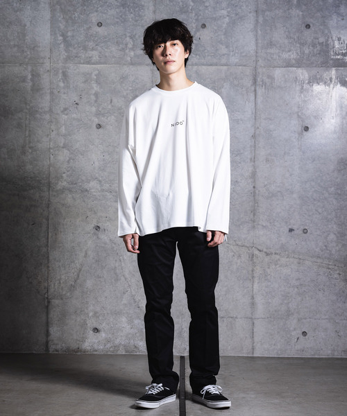 NIDO（ニド）の「NIDOロゴプリントロンT（Tシャツ/カットソー・メンズ・ホワイト/ブラック/ブルー/グレイッシュベージュ・M/L）」の7枚目の写真