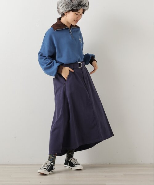 DOUBLE NAME(ダブルネーム)の「ワンポイント刺しゅうハーフZIPプルオーバー(Tシャツ/カットソー・レディース・ブルー/グリーン/スミクロ/オフホワイト・FREE)」の6枚目の写真