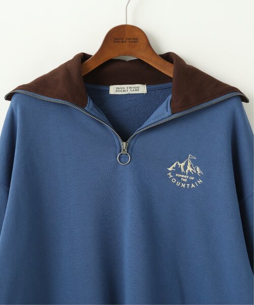 DOUBLE NAME(ダブルネーム)の「ワンポイント刺しゅうハーフZIPプルオーバー(Tシャツ/カットソー・レディース・ブルー/グリーン/スミクロ/オフホワイト・FREE)」の15枚目の写真