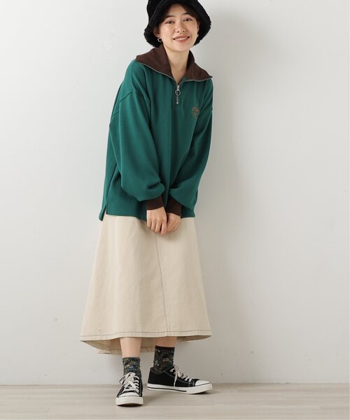 DOUBLE NAME(ダブルネーム)の「ワンポイント刺しゅうハーフZIPプルオーバー(Tシャツ/カットソー・レディース・ブルー/グリーン/スミクロ/オフホワイト・FREE)」の19枚目の写真