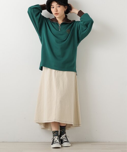 DOUBLE NAME(ダブルネーム)の「ワンポイント刺しゅうハーフZIPプルオーバー(Tシャツ/カットソー・レディース・ブルー/グリーン/スミクロ/オフホワイト・FREE)」の20枚目の写真