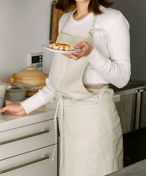 のこり染 2way リネン ループ付きロング カフェエプロン エコ 直営店限定（エプロン）｜HIGHTIDE（ハイタイド）