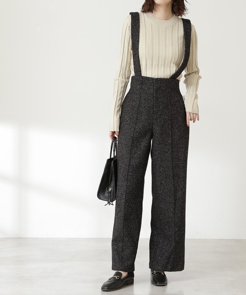 N.（N. Natural Beauty Basic）（エヌエヌナチュラルビューティーベーシック）の「◆ツイードサスペンダー付パンツ（その他パンツ・レディース・ブラック/ナチュラル・MEDIUM）」の2枚目の写真