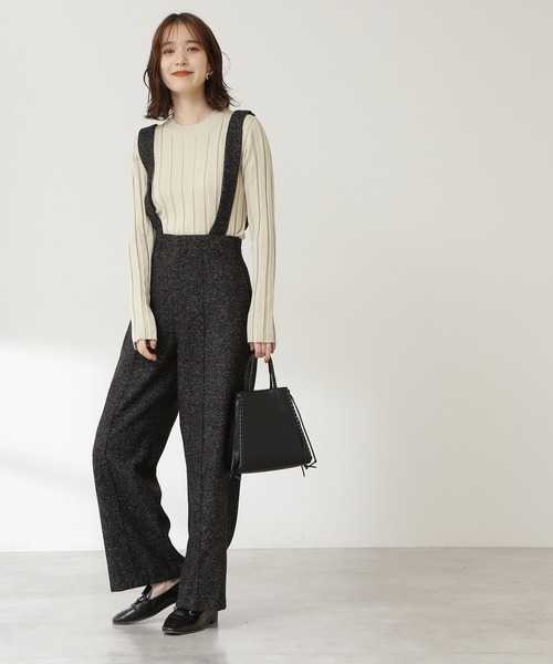 N.（N. Natural Beauty Basic）（エヌエヌナチュラルビューティーベーシック）の「◆ツイードサスペンダー付パンツ（その他パンツ・レディース・ブラック/ナチュラル・MEDIUM）」の5枚目の写真