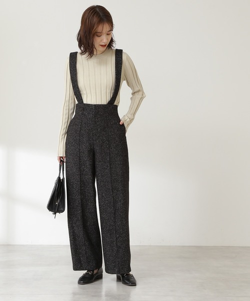 N.（N. Natural Beauty Basic）（エヌエヌナチュラルビューティーベーシック）の「◆ツイードサスペンダー付パンツ（その他パンツ・レディース・ブラック/ナチュラル・MEDIUM）」の4枚目の写真