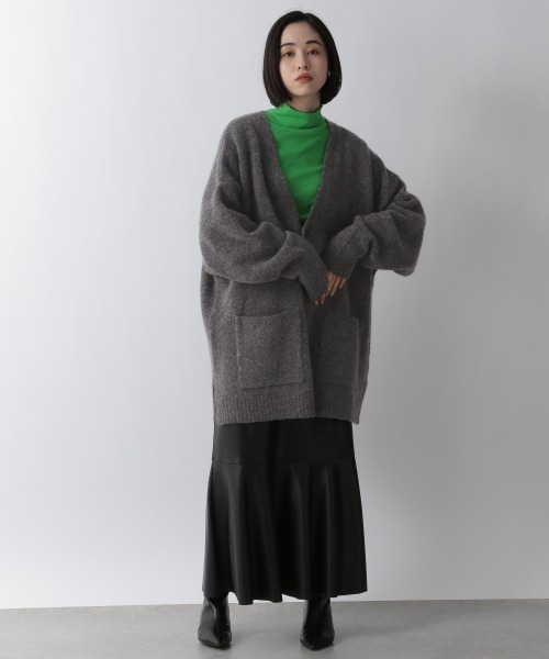 LOWRYS FARM（ローリーズファーム）の「モヘヤコンロングカーデ　258824（カーディガン/ボレロ・メンズ・チャコールグレー/グリーン・MEDIUM/LARGE）」の4枚目の写真