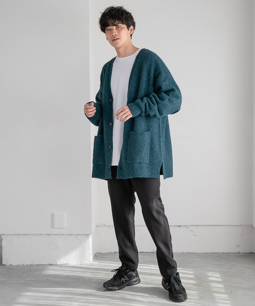 LOWRYS FARM（ローリーズファーム）の「モヘヤコンロングカーデ　258824（カーディガン/ボレロ・メンズ・チャコールグレー/グリーン・MEDIUM/LARGE）」の6枚目の写真