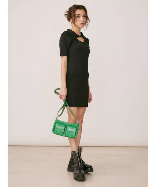 EVRIS（エヴリス）の「フロックボタンレイヤードニットワンピース（ワンピース・レディース・オレンジ/ブルー/ブラック・FREE）」の12枚目の写真