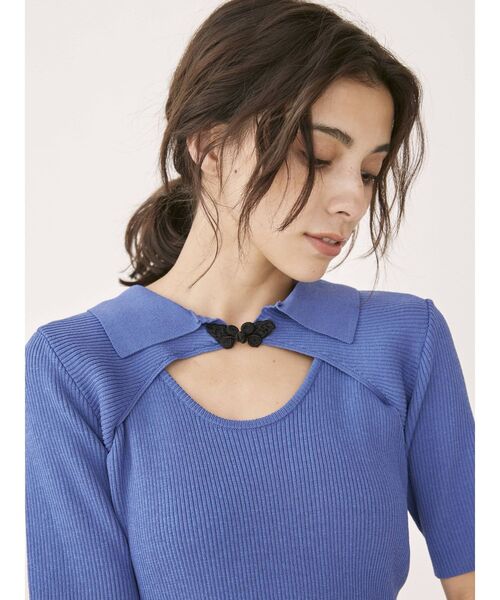 EVRIS（エヴリス）の「フロックボタンレイヤードニットワンピース（ワンピース・レディース・オレンジ/ブルー/ブラック・FREE）」の15枚目の写真