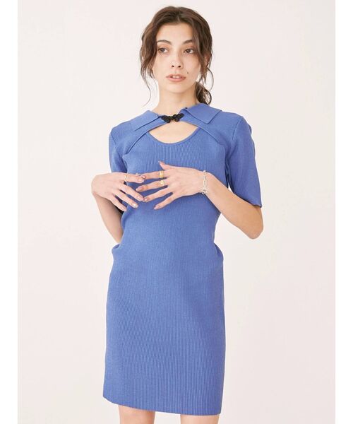 EVRIS（エヴリス）の「フロックボタンレイヤードニットワンピース（ワンピース・レディース・オレンジ/ブルー/ブラック・FREE）」の17枚目の写真