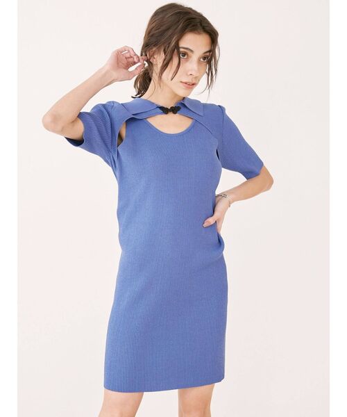 EVRIS（エヴリス）の「フロックボタンレイヤードニットワンピース（ワンピース・レディース・オレンジ/ブルー/ブラック・FREE）」の18枚目の写真