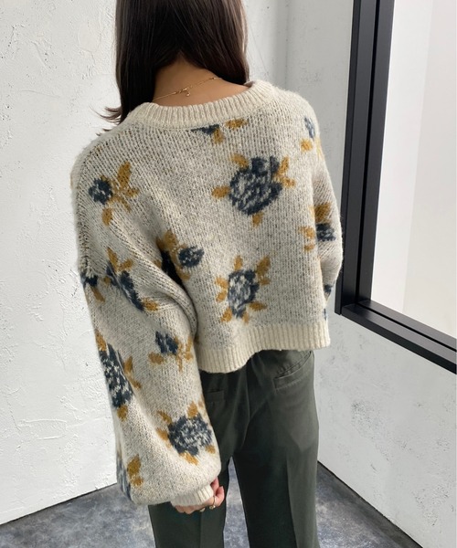 apres jour mignon(アプレジュールミニョン)の「フラワージャガードニット【ZOZOTOWN限定アイテム】(ニット/セーター・レディース・ブラック系その他/グリーン系その他/ダークブルー・X-LARGE/フリー)」の16枚目の写真