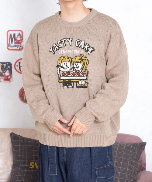 PairPair(ペアペア)の「キャラクタージャガードニット(ユニセックス)(ニット/セーター・レディース・モカ/グレイッシュブルー・FREE)」の9枚目の写真